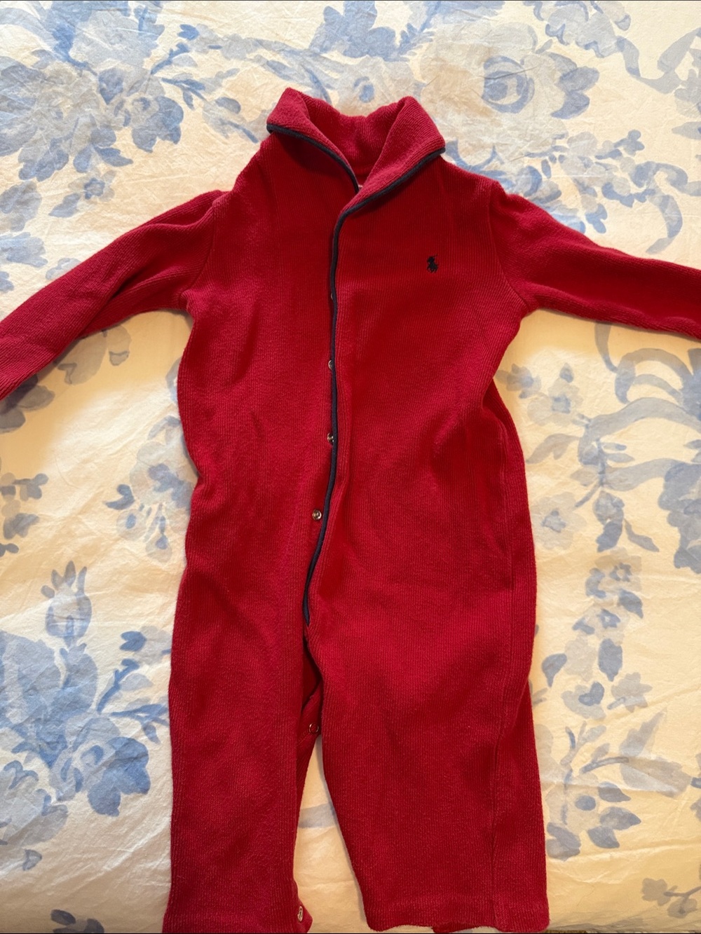 Ralph Lauren Red Fleece Snap-Front Kids One-Piece